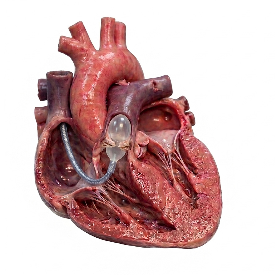Balloon catheter positioned across the pulmonic valve